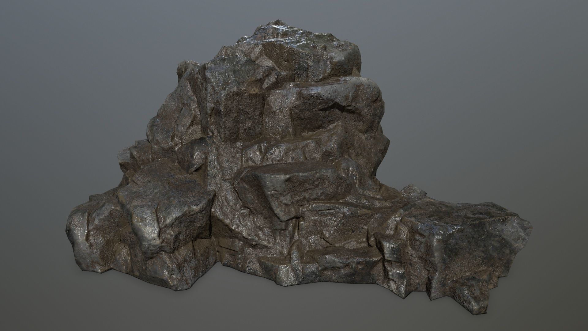 cliff rock set Low-poly 3D model_11