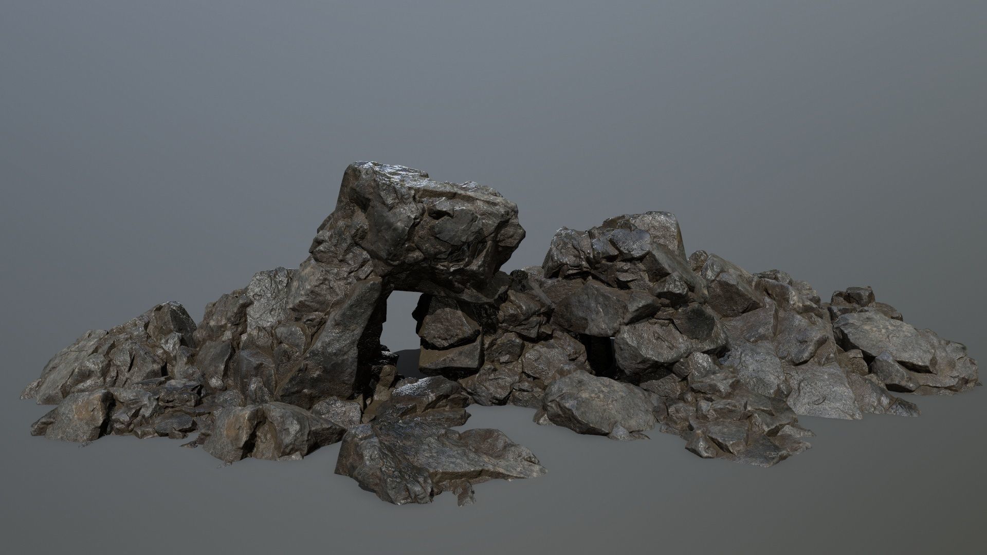 cliff rock set Low-poly 3D model_1