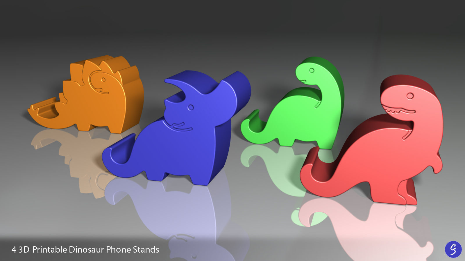 Dinosaur Phone Stands 3D print model_0