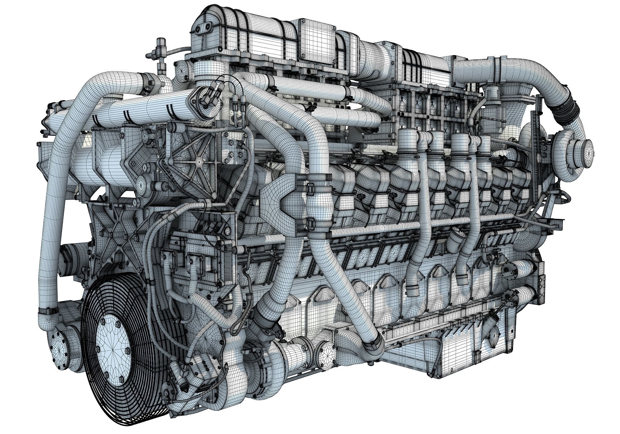 20 Cylinders Engine 3D model_17