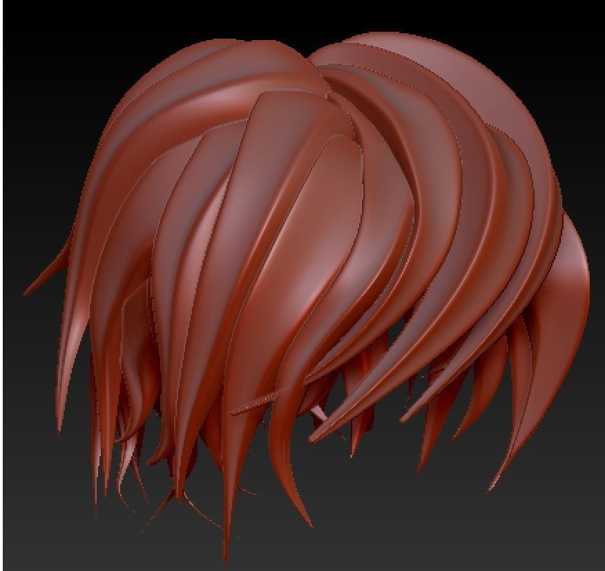anime hair model 3D model_1