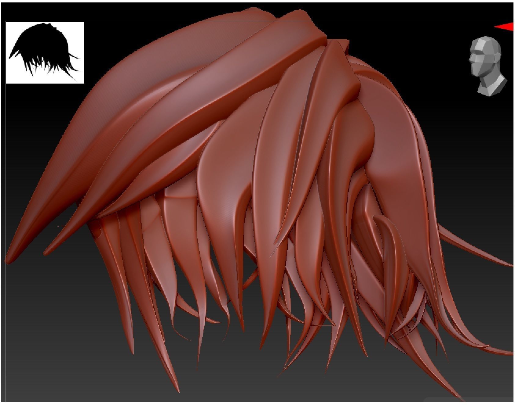 anime hair model 3D model_2