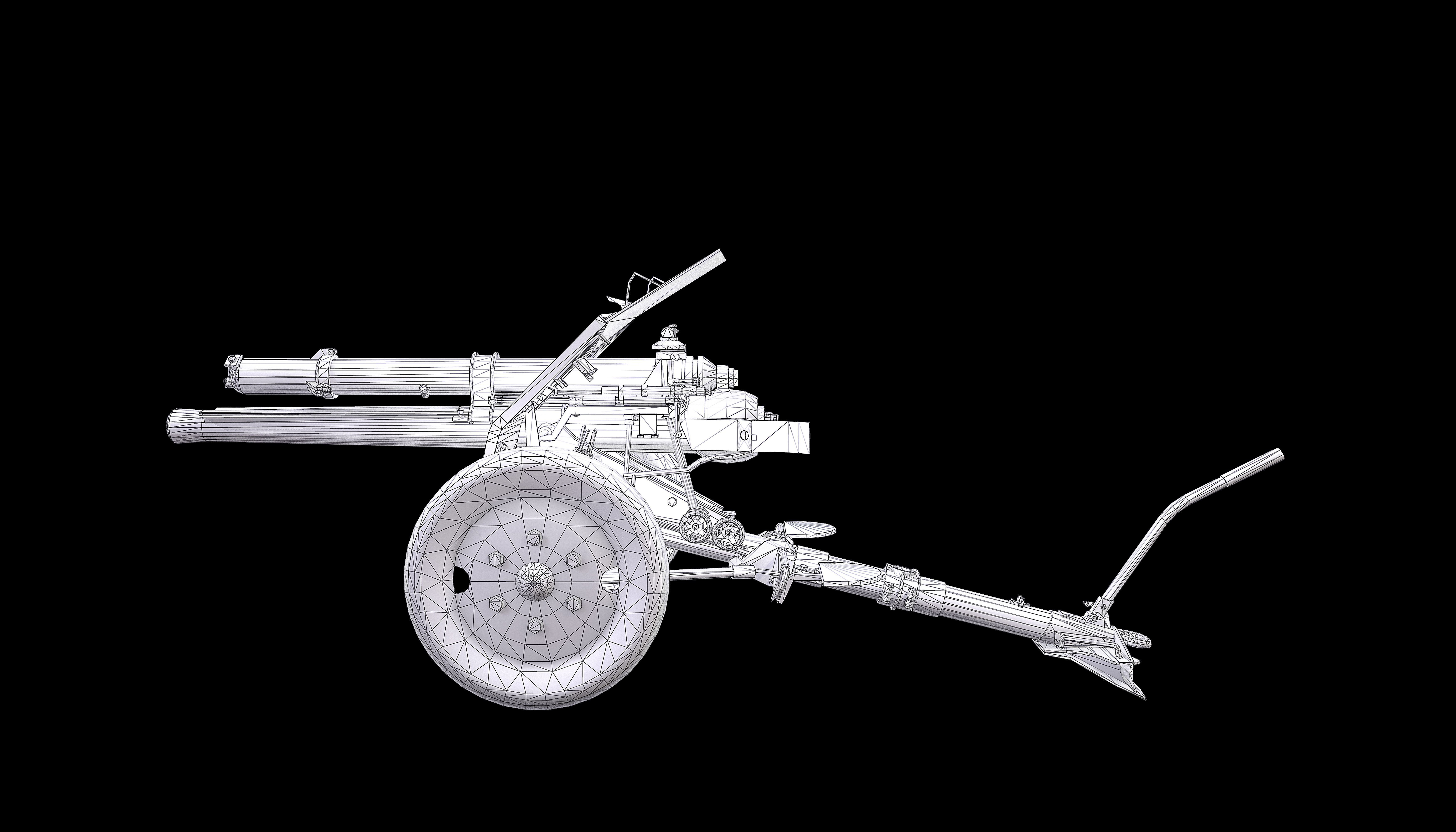 QF 18-Pounder Gun Low-poly 3D model_10