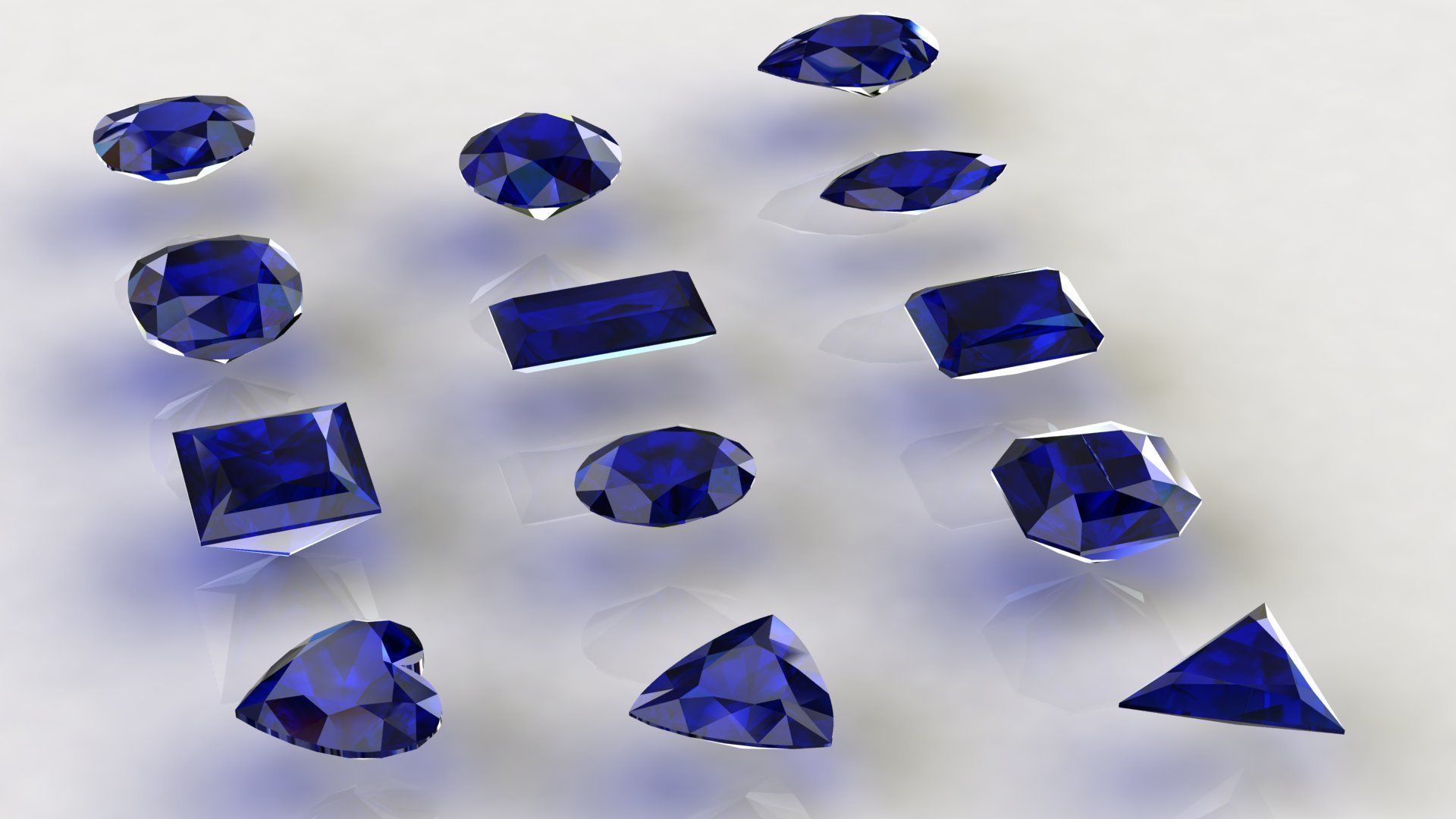 Sapphire Gem Stones pack Low-poly 3D models Low-poly 3D model_7