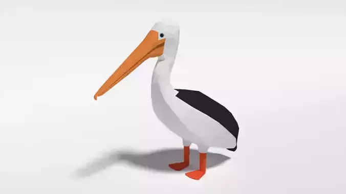 Low Poly Cartoon Pelican