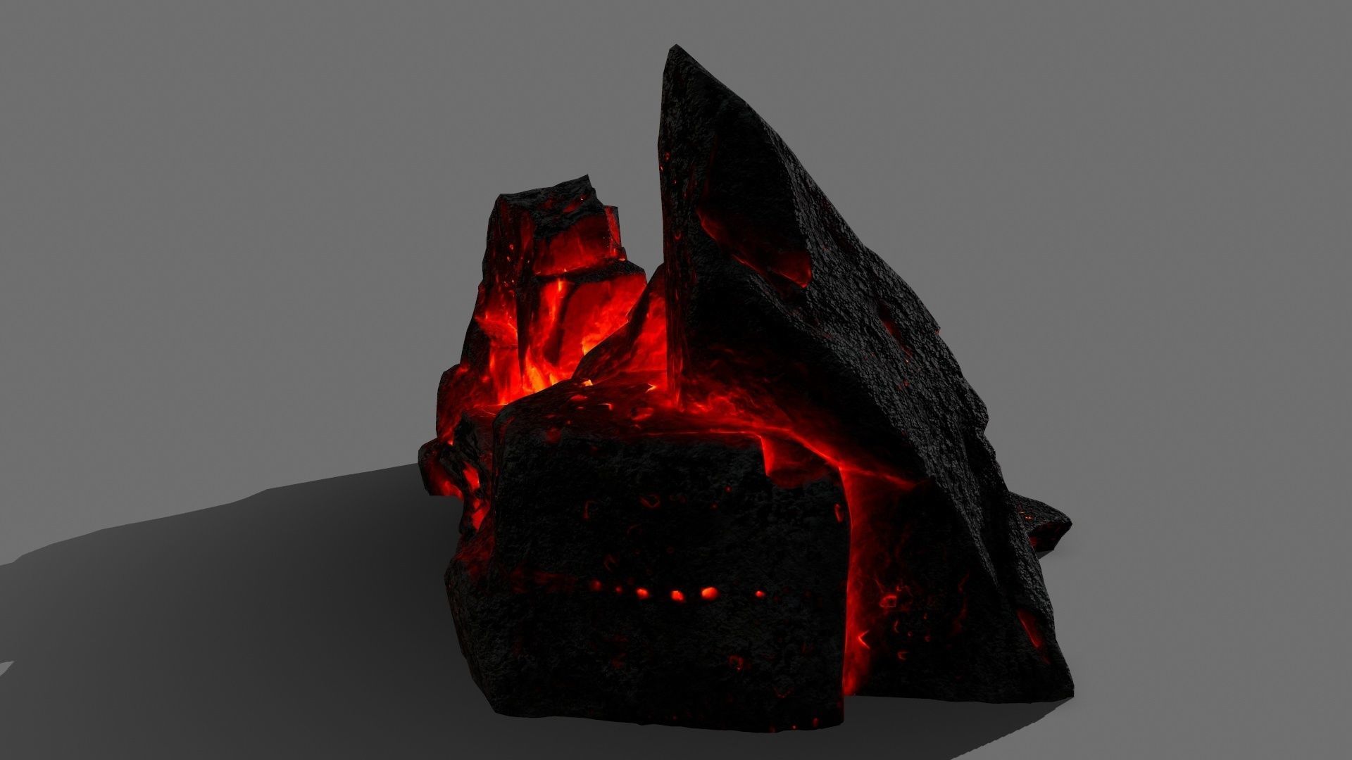 Stone lava rock Low-poly 3D model_2