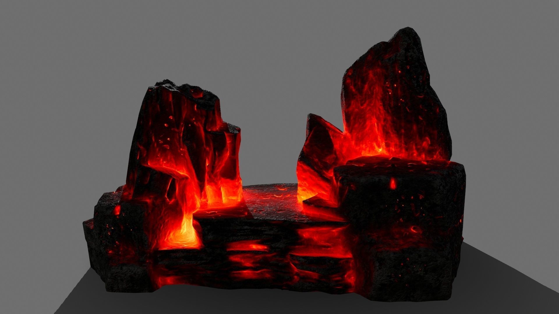 Stone lava rock Low-poly 3D model_3