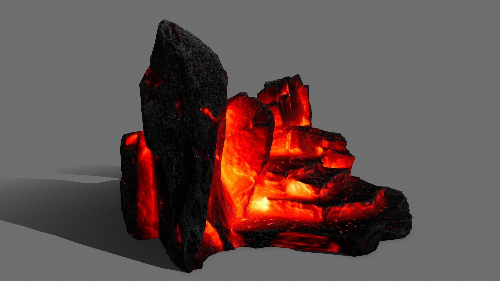 Stone lava rock Low-poly 3D model_1