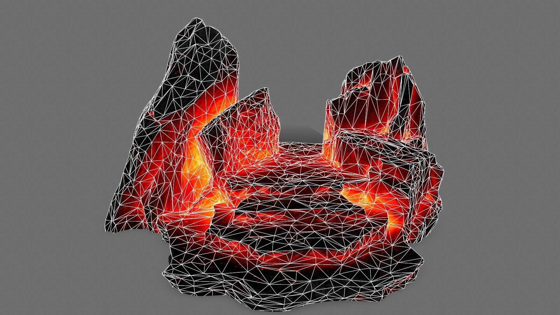 Stone lava rock Low-poly 3D model_7