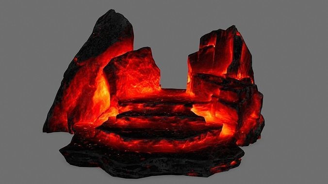 Stone lava rock Low-poly 3D model