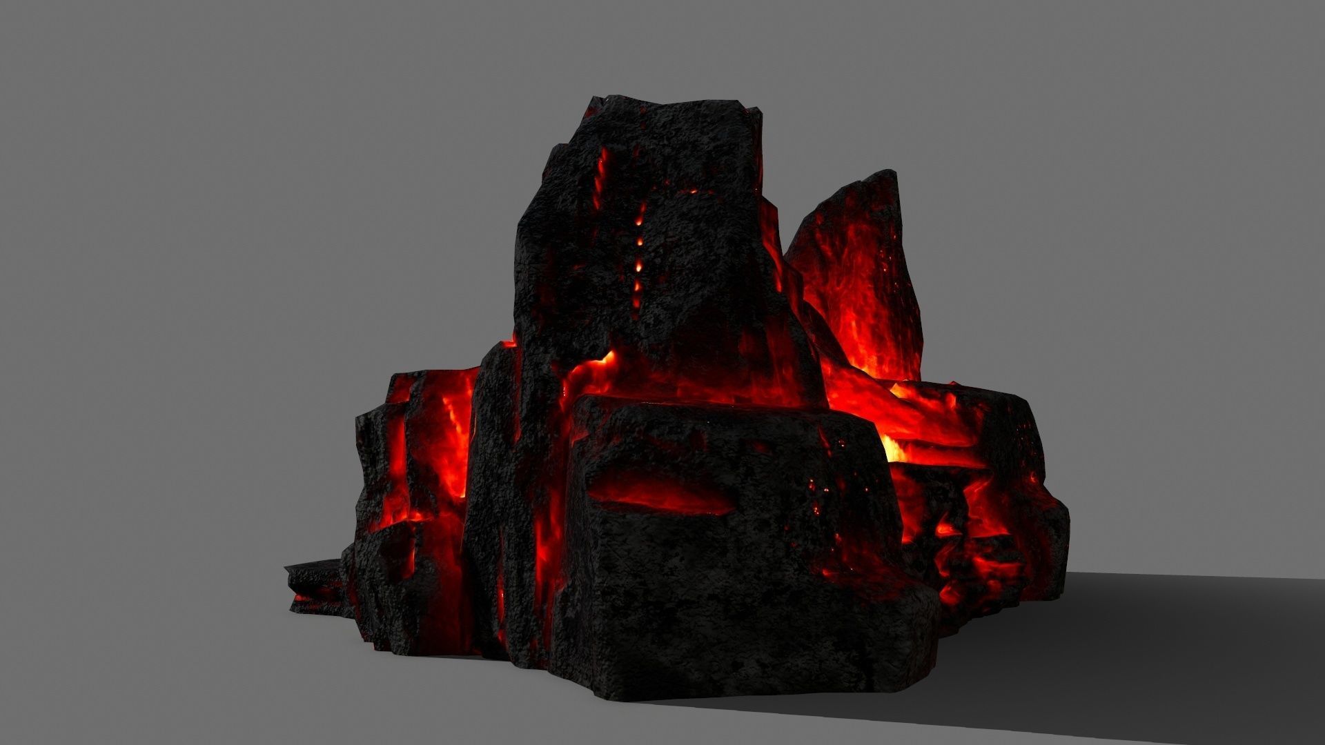Stone lava rock Low-poly 3D model_4