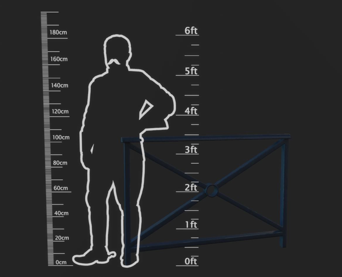 STREET BARRIER METAL - Game Ready-VR Low-poly 3D model_6