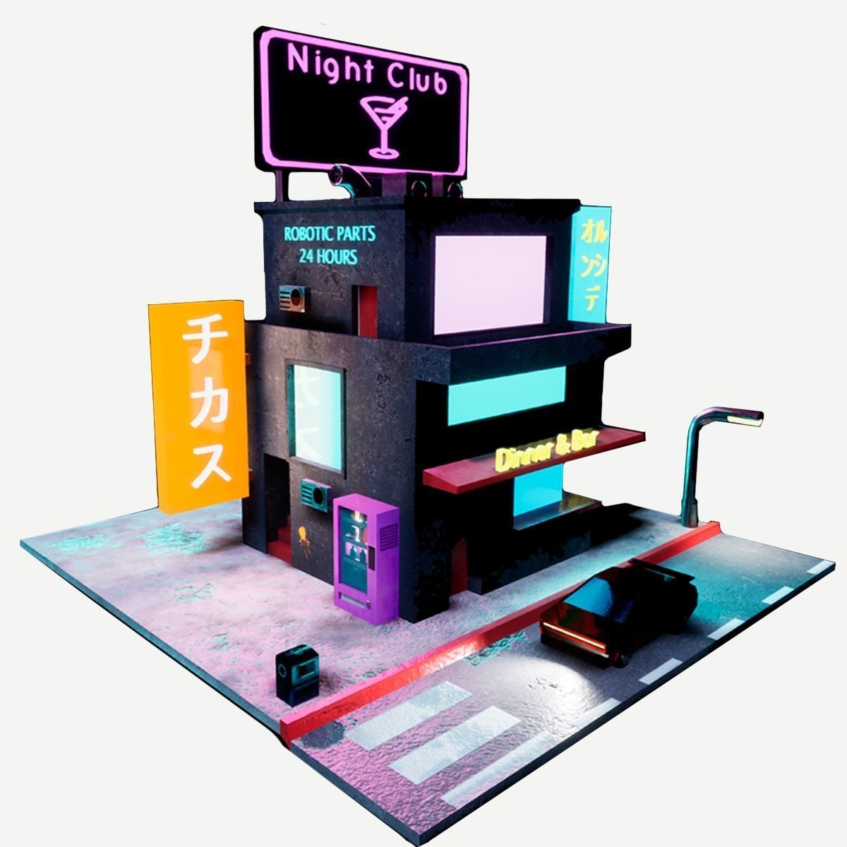 Cyberpunk Building - Low Poly Game Ready Low-poly 3D model_2