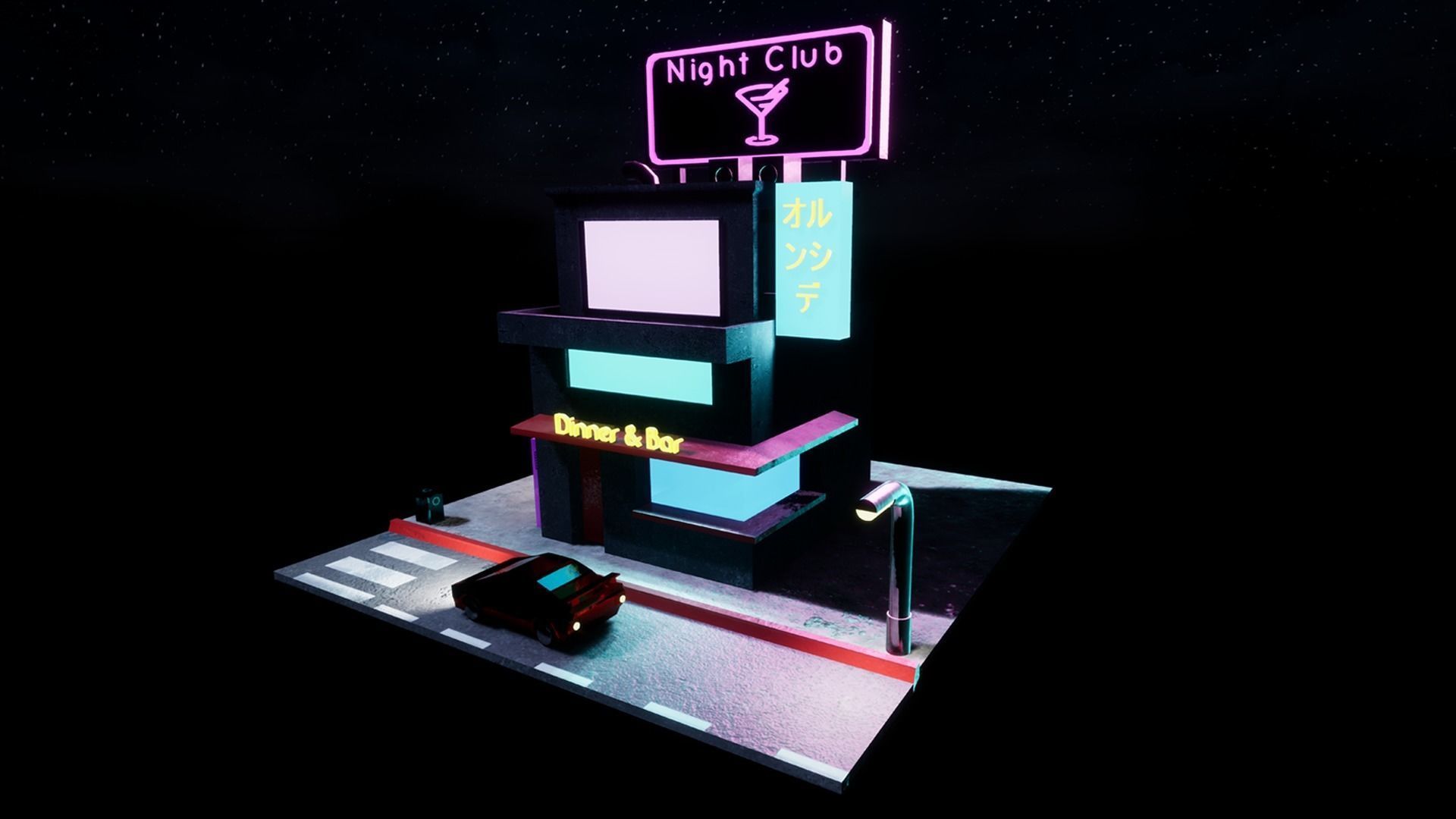 Cyberpunk Building - Low Poly Game Ready Low-poly 3D model_5