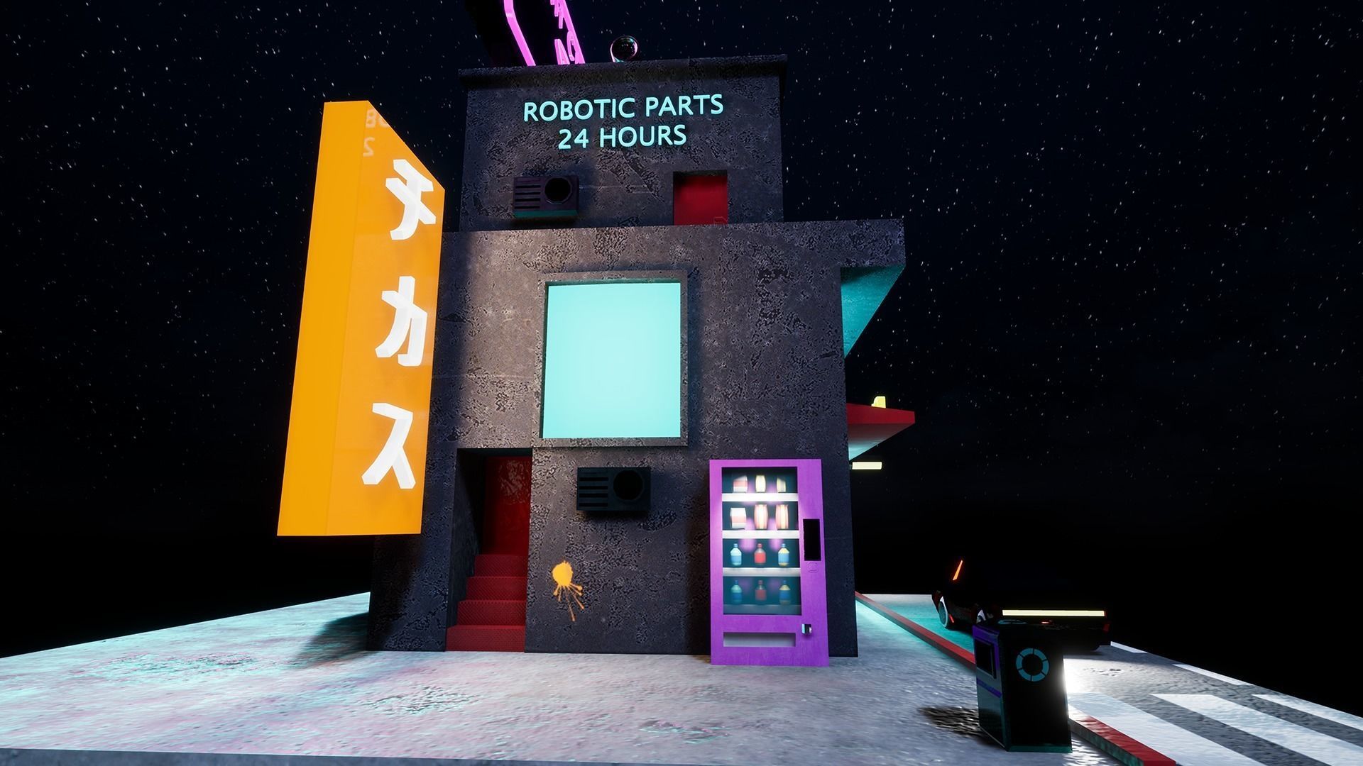 Cyberpunk Building - Low Poly Game Ready Low-poly 3D model_3