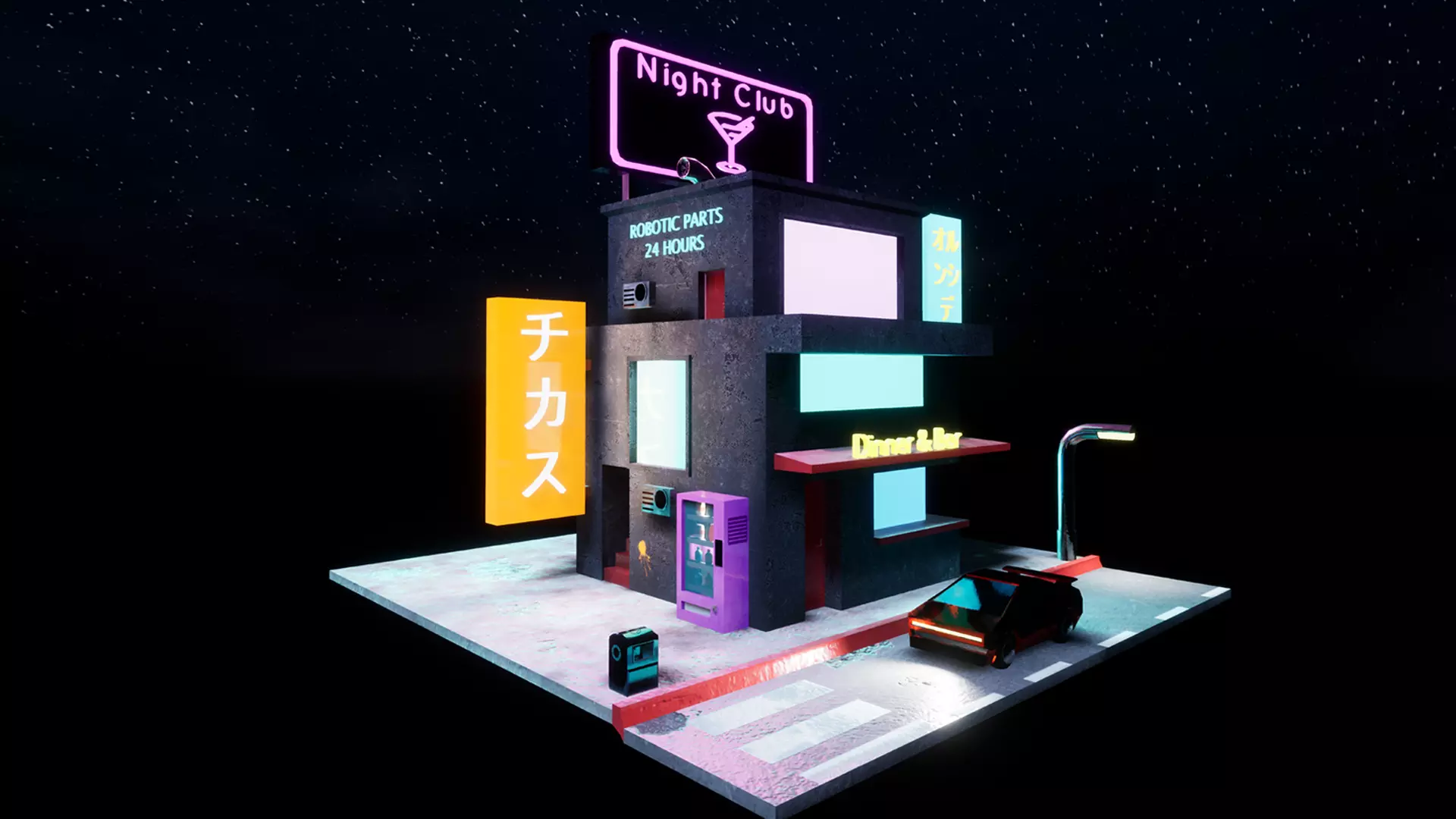Cyberpunk Building - Low Poly Game Ready Low-poly 3D model_0