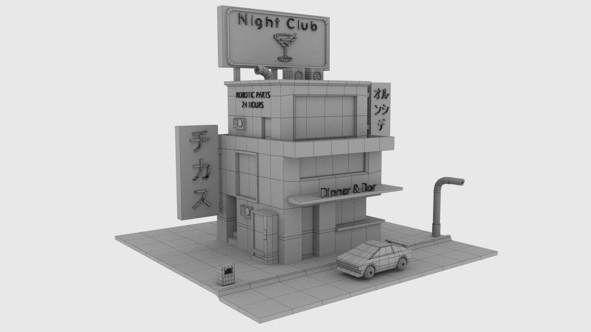 Cyberpunk Building - Low Poly Game Ready Low-poly 3D model_6
