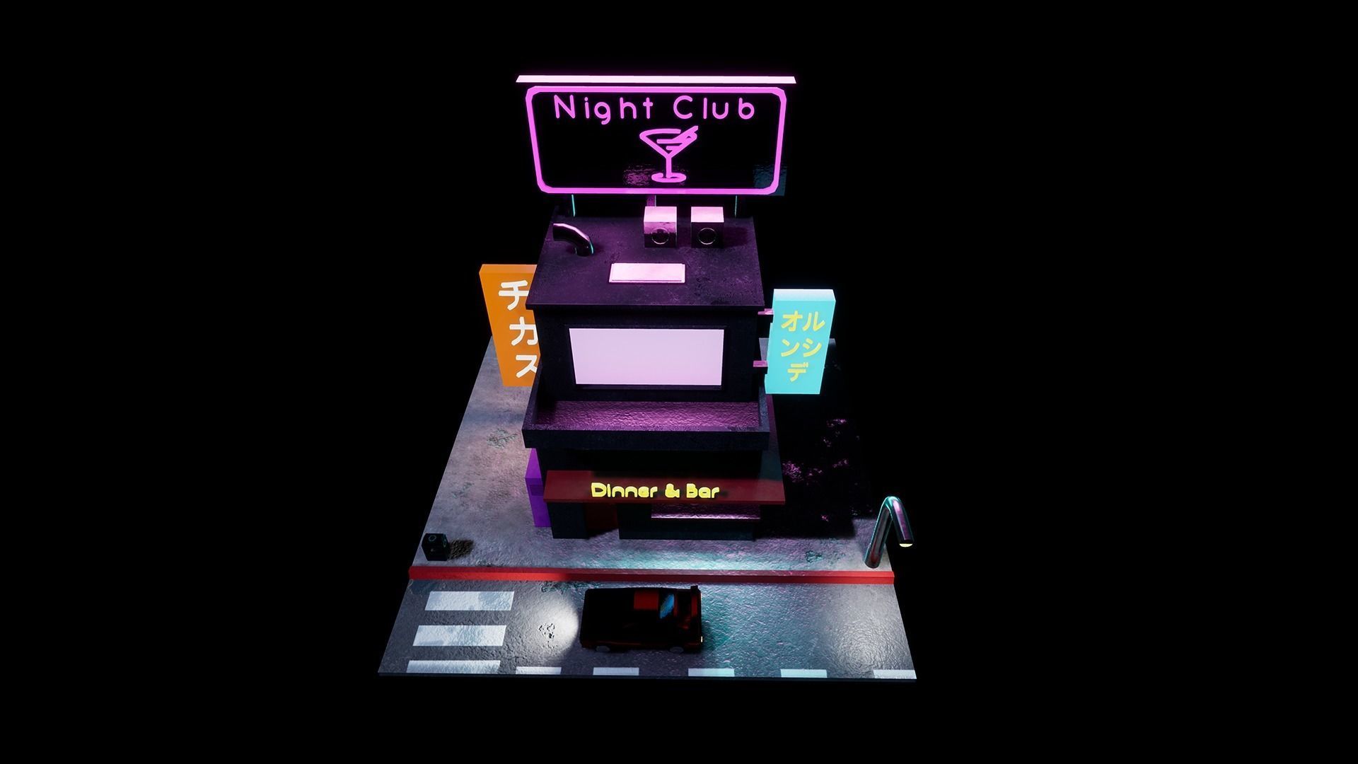 Cyberpunk Building - Low Poly Game Ready Low-poly 3D model_4