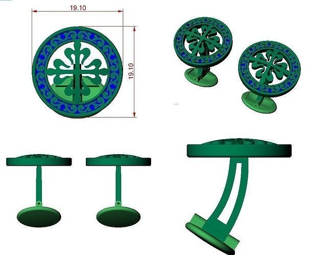 CUFFLINK-6 - Enamel Cufflink 3D print model