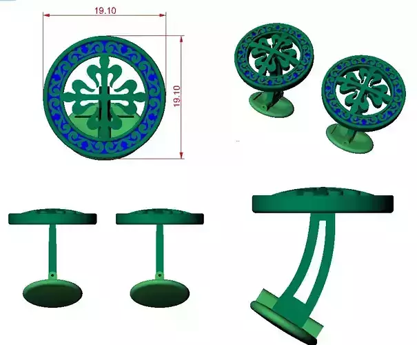 CUFFLINK-6 - Enamel Cufflink 3D print model