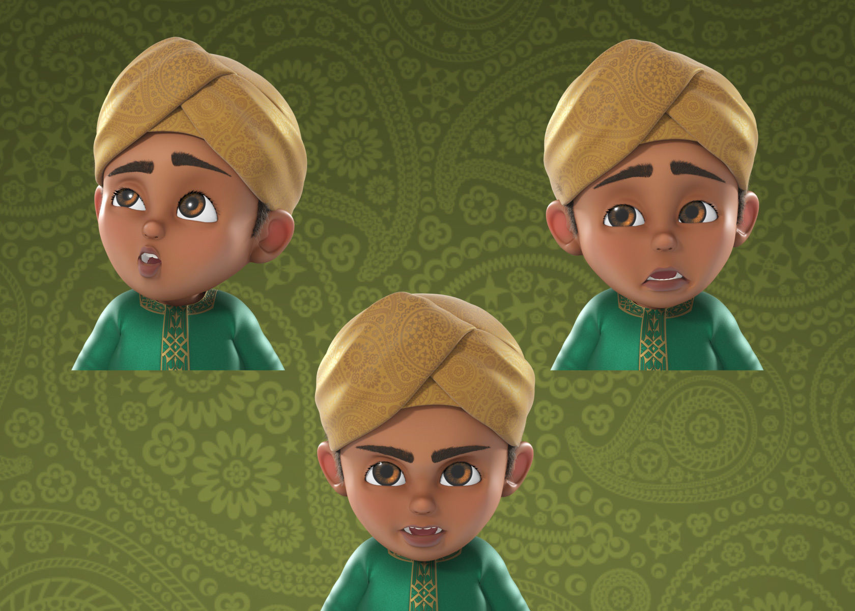 Cartoon Indian and Arabic Boy 3d Model Rigged 3D model_7