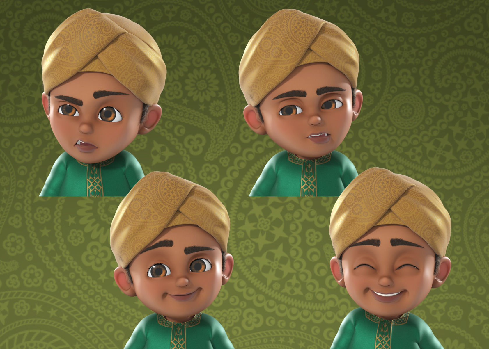 Cartoon Indian and Arabic Boy 3d Model Rigged 3D model_6
