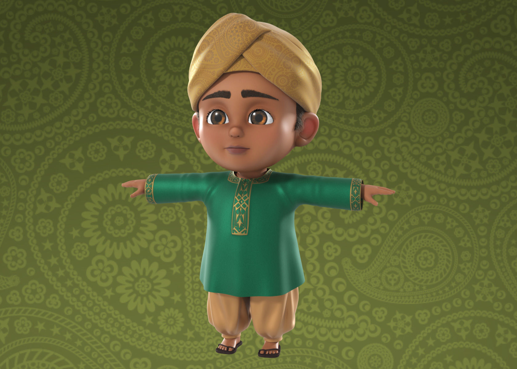 Cartoon Indian and Arabic Boy 3d Model Rigged 3D model_8