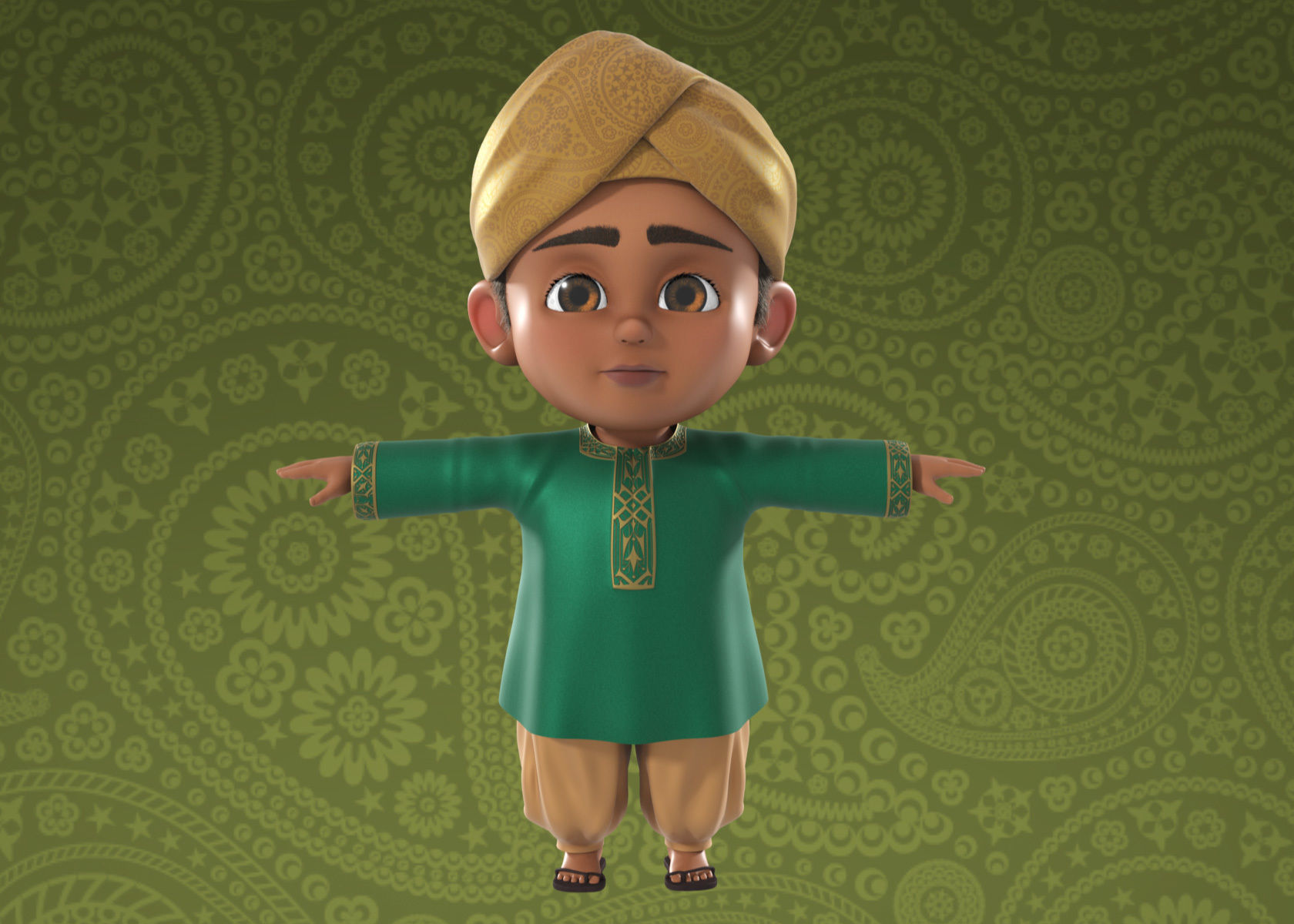 Cartoon Indian and Arabic Boy 3d Model Rigged 3D model_9