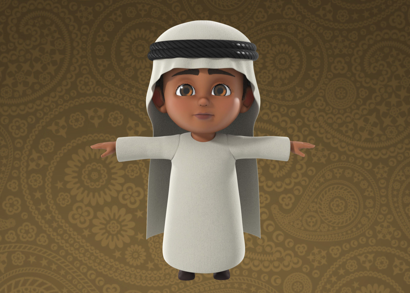 Cartoon Indian and Arabic Boy 3d Model Rigged 3D model_14