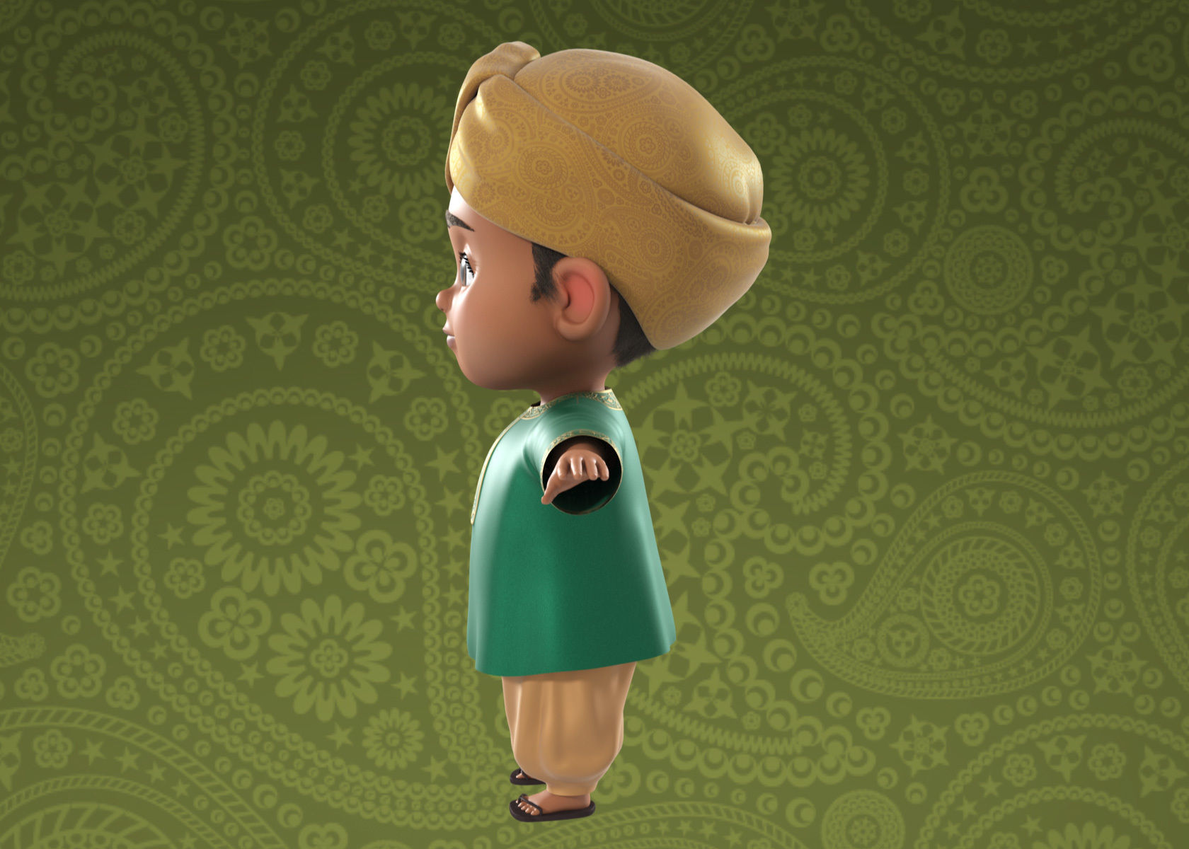 Cartoon Indian and Arabic Boy 3d Model Rigged 3D model_10