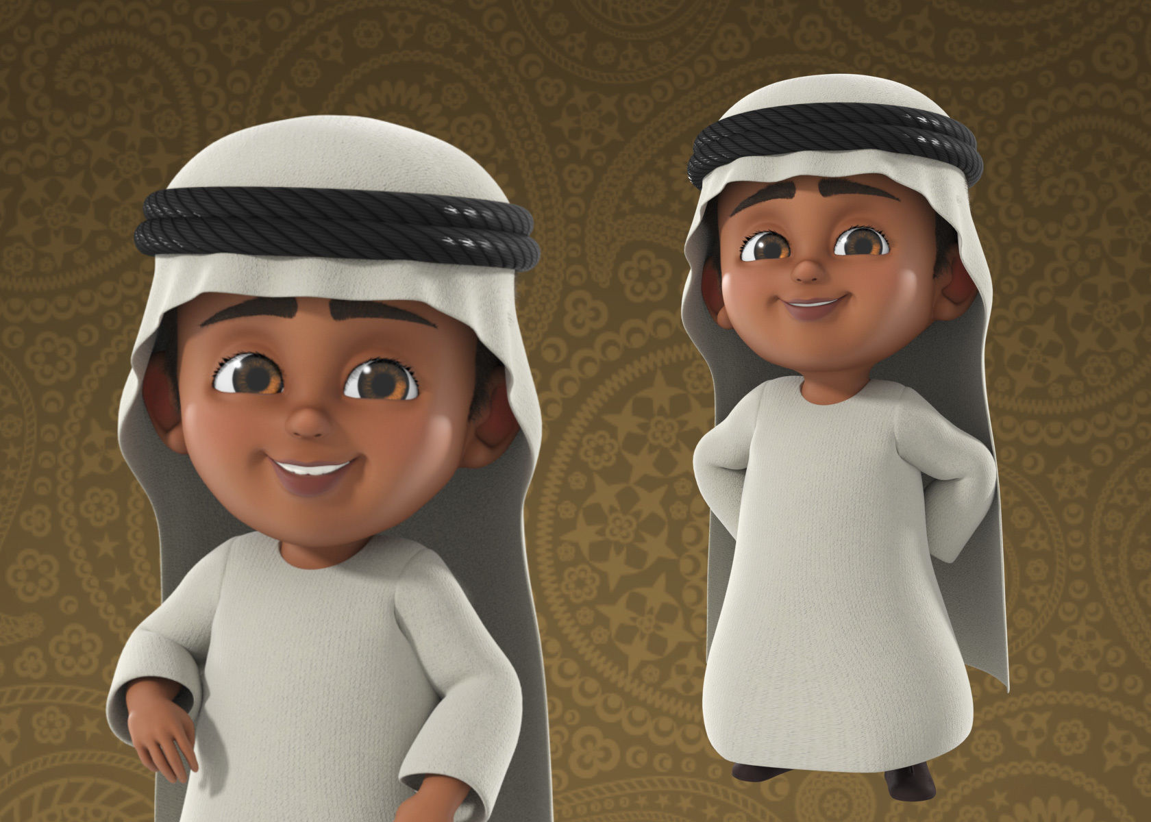 Cartoon Indian and Arabic Boy 3d Model Rigged 3D model_1