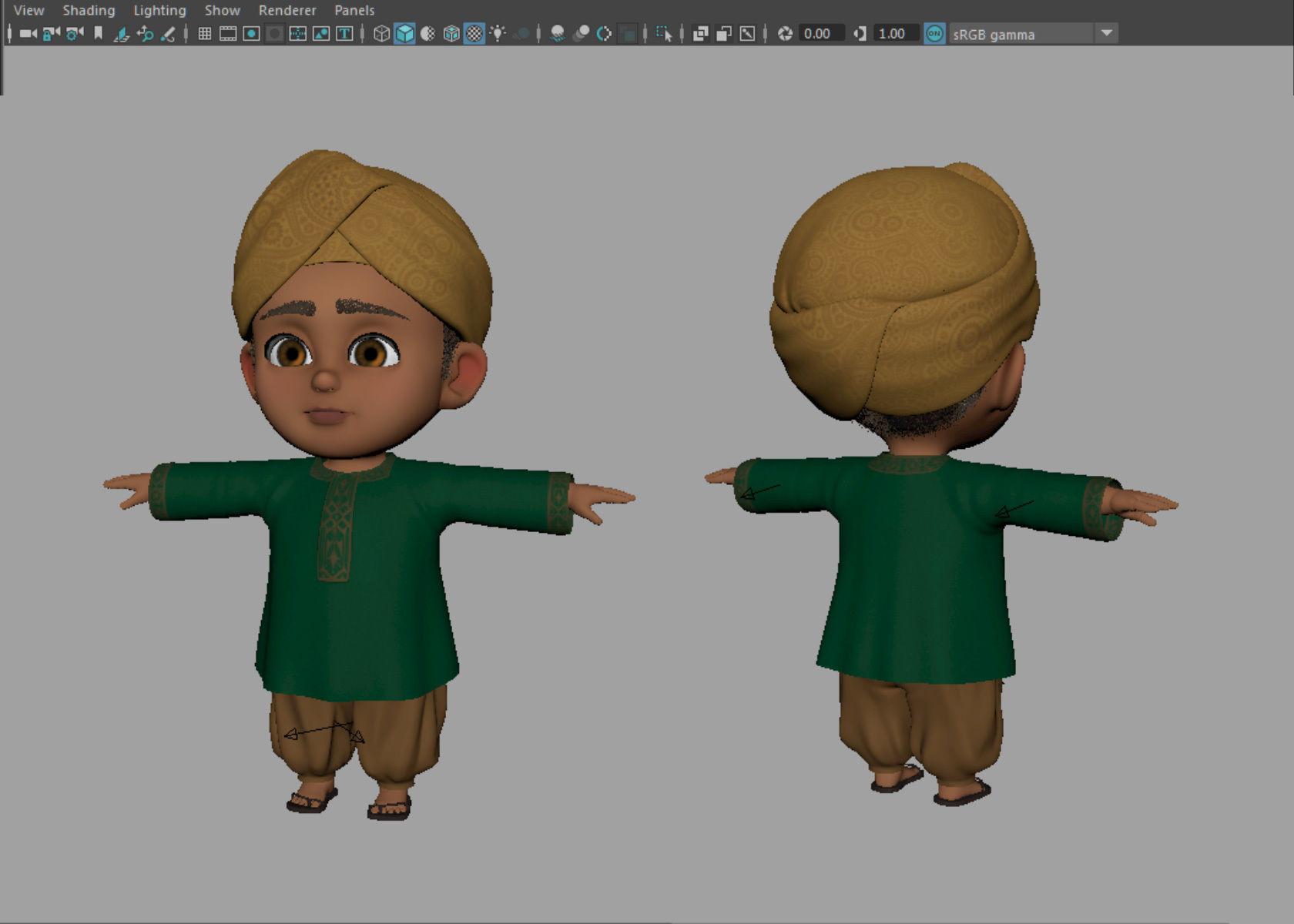 Cartoon Indian and Arabic Boy 3d Model Rigged 3D model_29