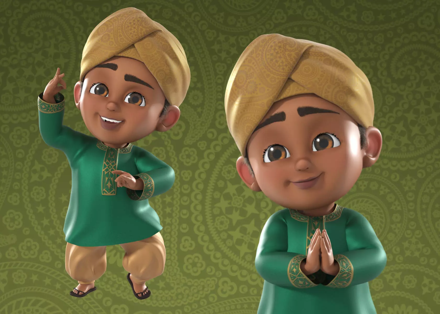Cartoon Indian and Arabic Boy 3d Model Rigged 3D model_0