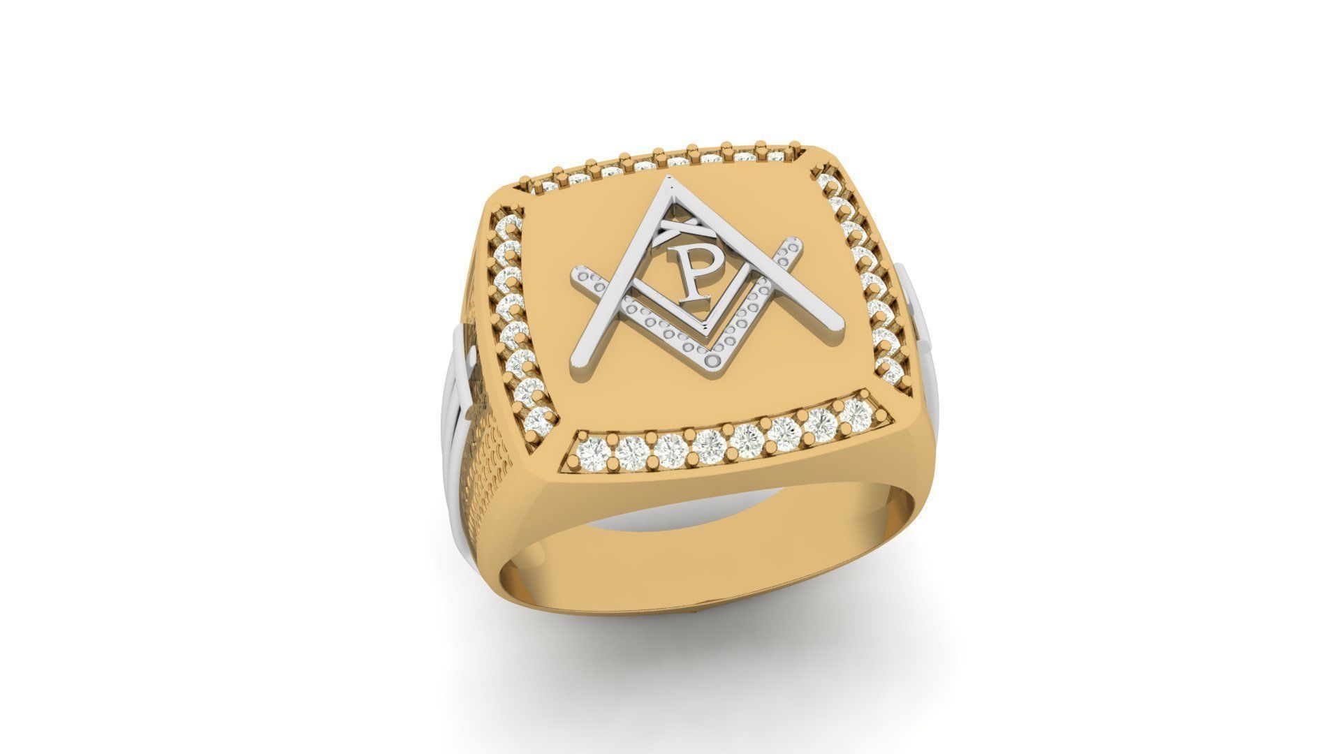 P - LETTER  SIGNET RING 3D print model_9