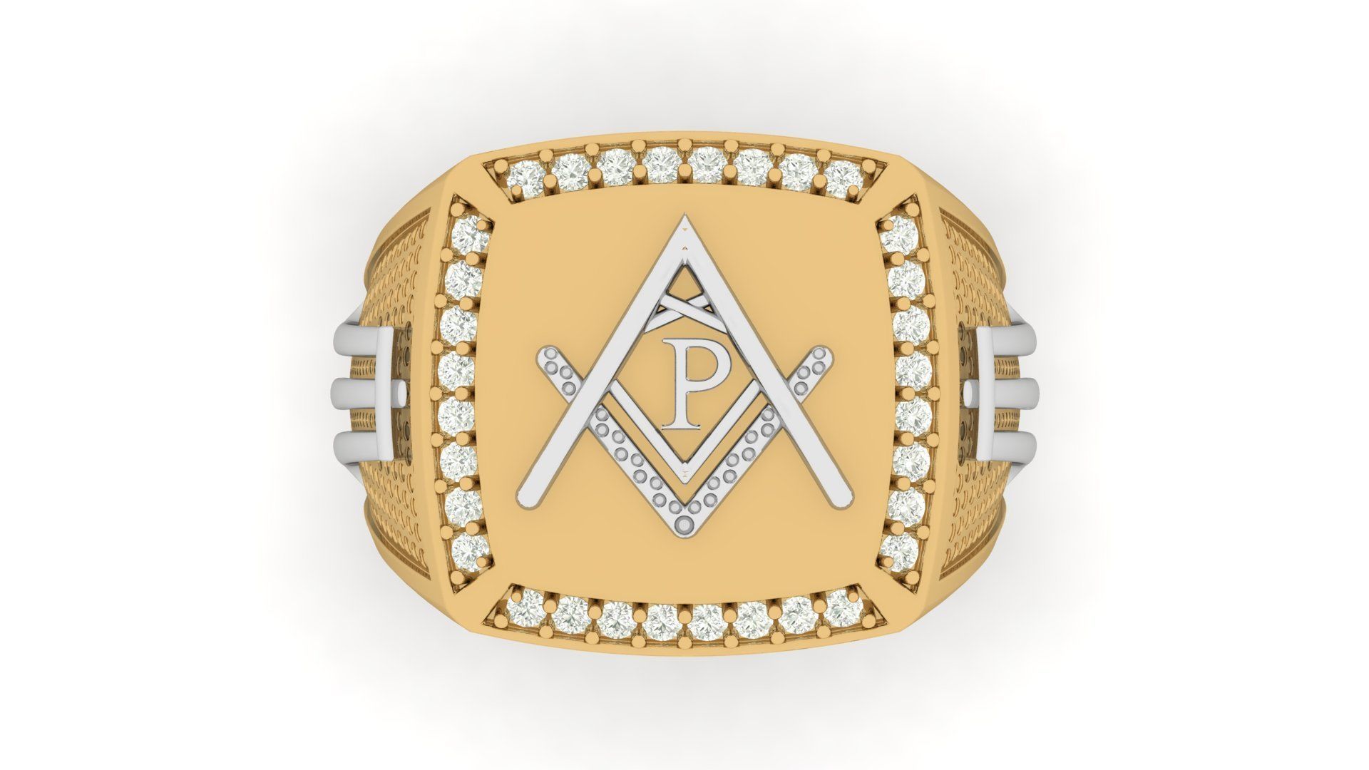 P - LETTER  SIGNET RING 3D print model_4