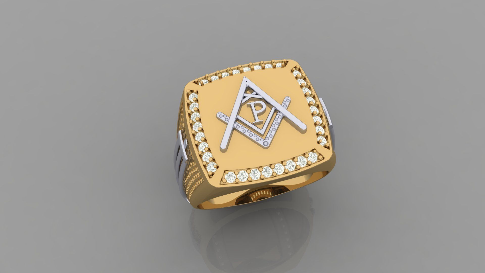 P - LETTER  SIGNET RING 3D print model_1