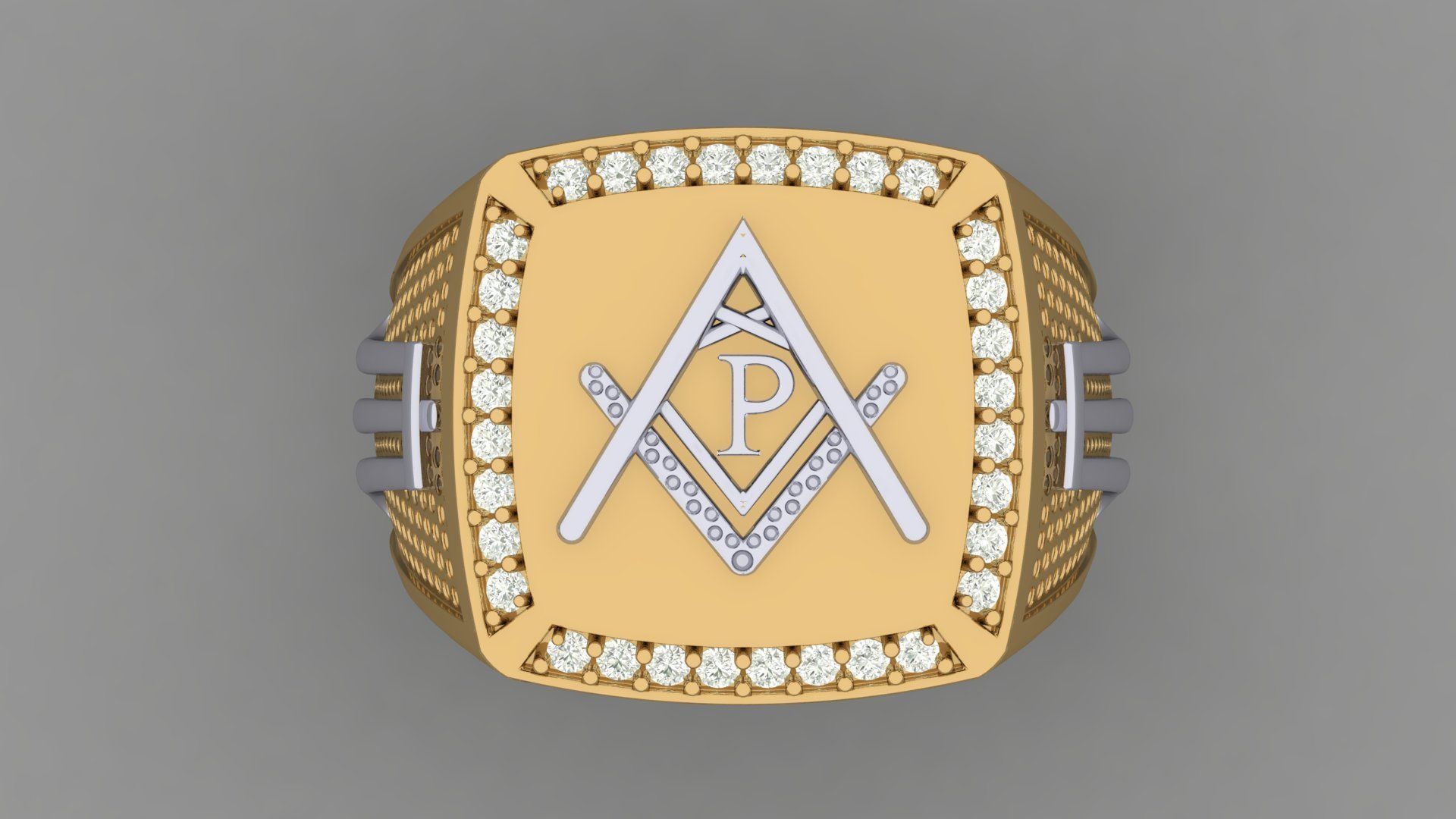 P - LETTER  SIGNET RING 3D print model_3