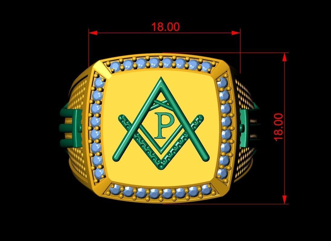 P - LETTER  SIGNET RING 3D print model_10