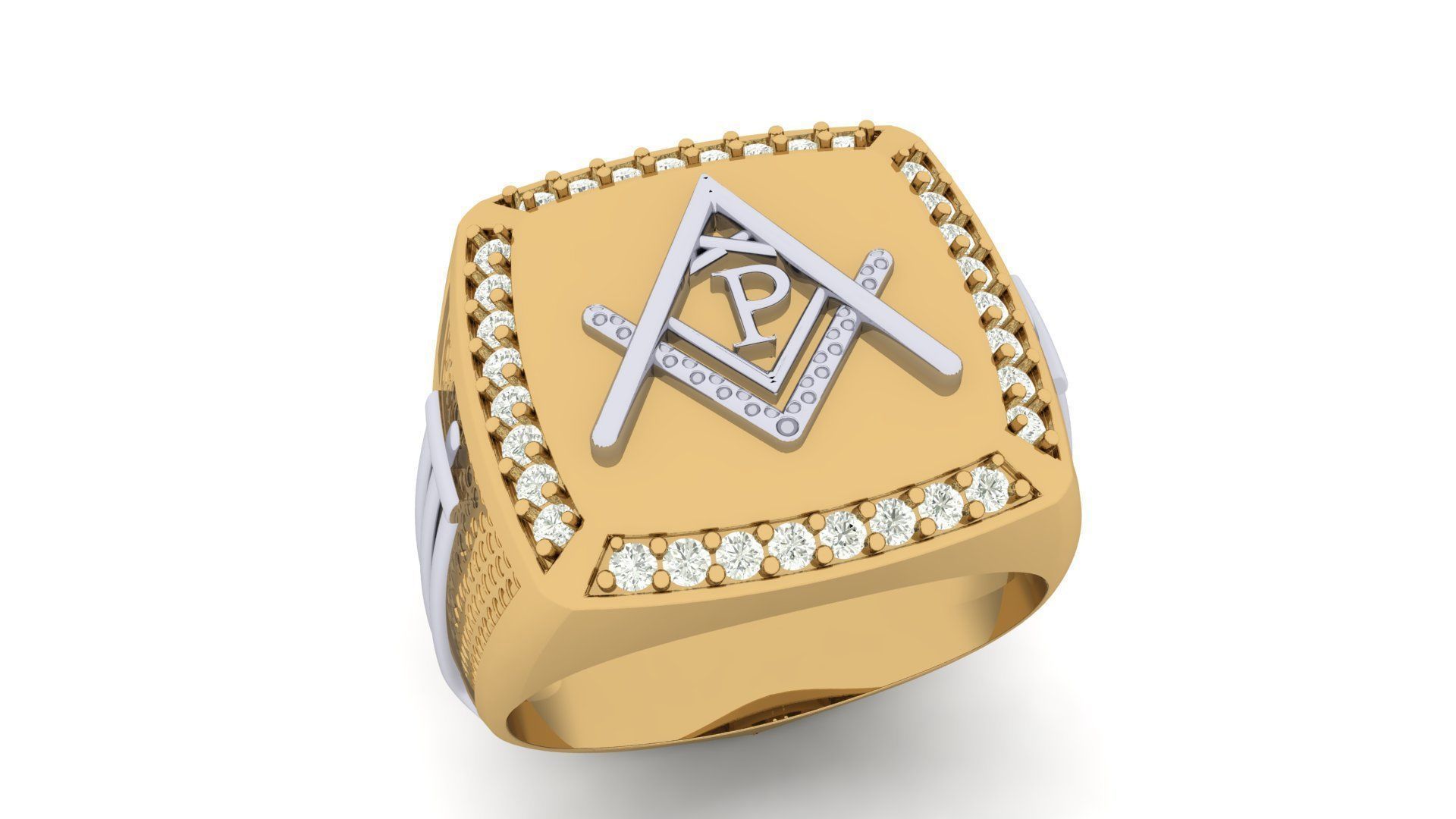 P - LETTER  SIGNET RING 3D print model_5