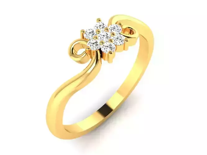Women Diamond flower Band Ring 3dm render detail