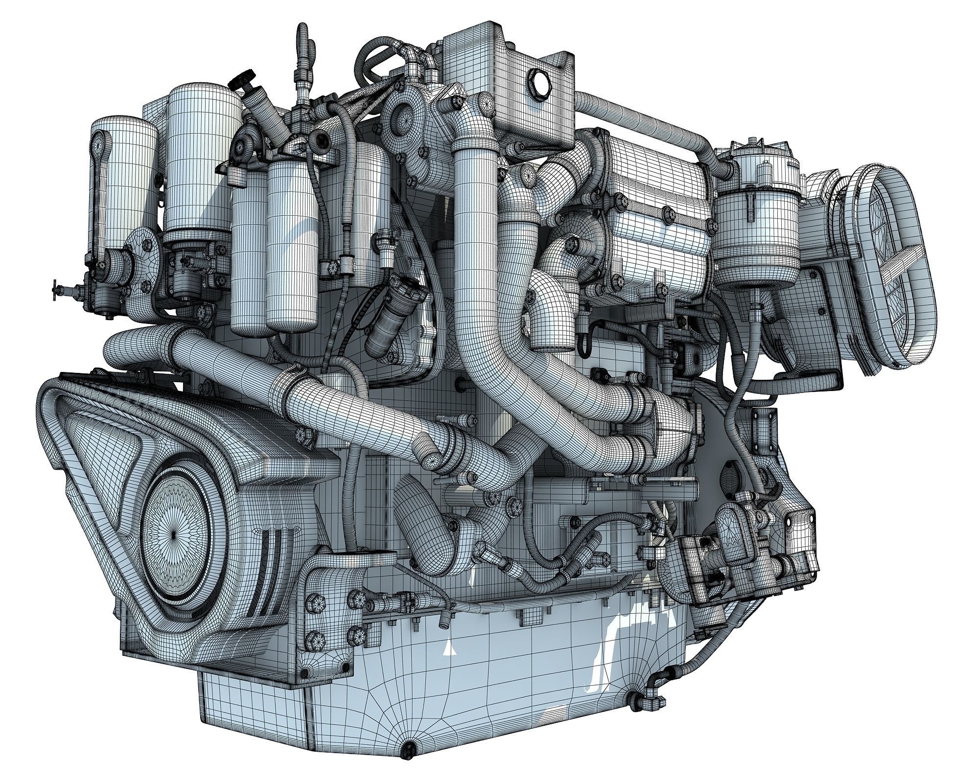 Industrial Diesel Engine 3D model_19