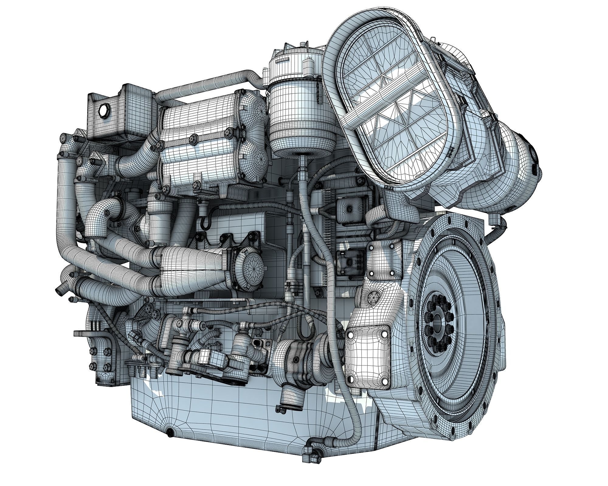 Industrial Diesel Engine 3D model_16