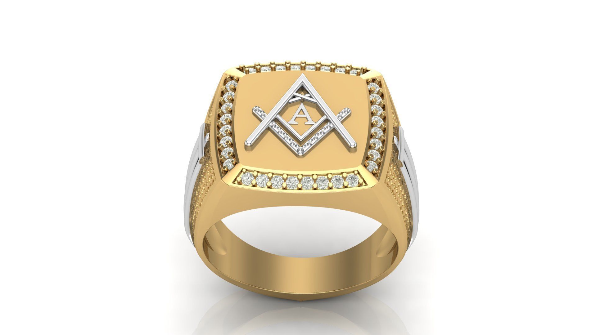 A - LETTER  SIGNET RING 3D print model_4