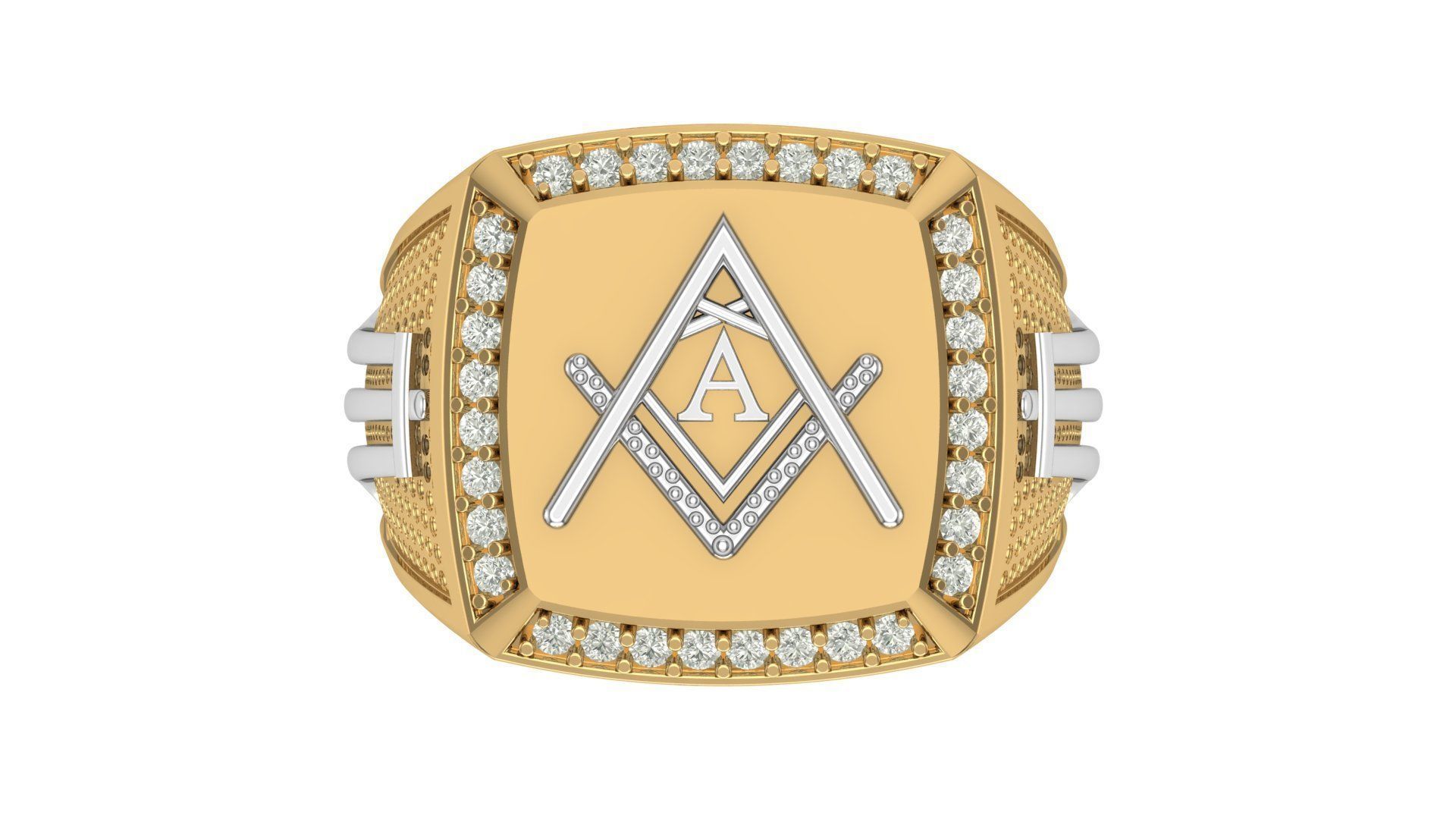 A - LETTER  SIGNET RING 3D print model_1