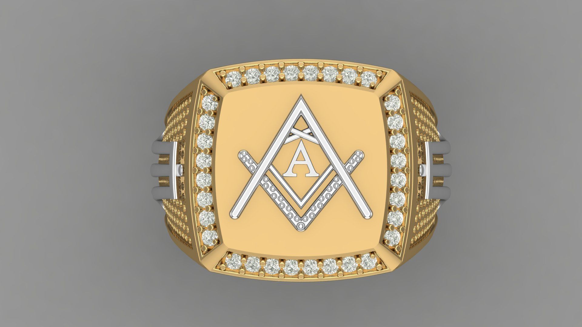 A - LETTER  SIGNET RING 3D print model_2
