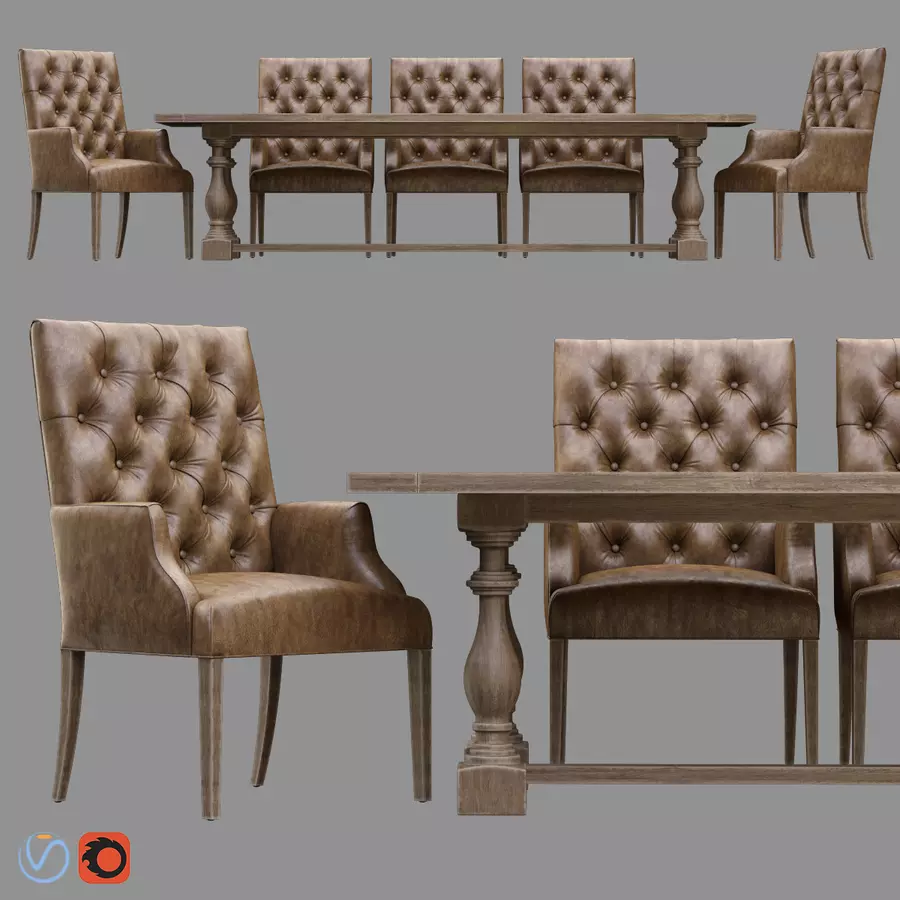 Bennett Parsons Leather Armchair  17th  Monastery 3D model_0