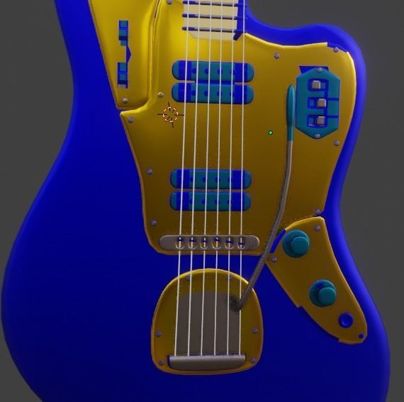 Jaguar Style Body Electric Guitar Low-poly 3D model_5