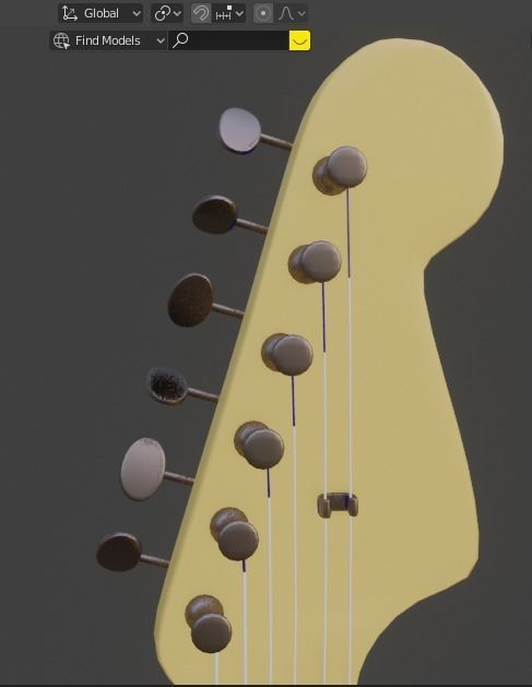 Jaguar Style Body Electric Guitar Low-poly 3D model_4