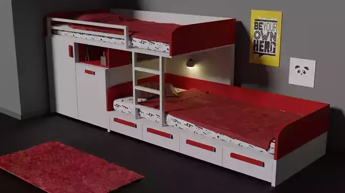 Modern Bunk Bed 3D model