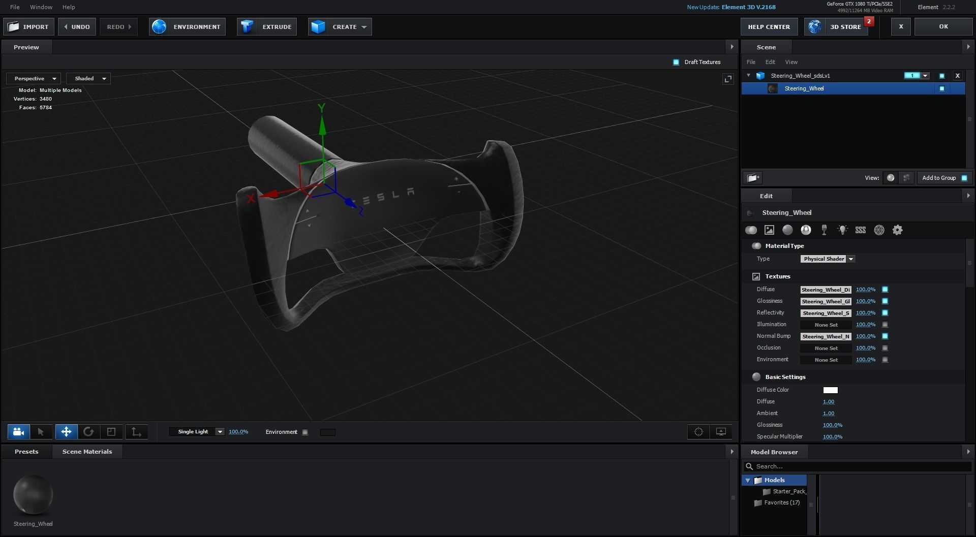 Tesla Roadster Steering Wheel Low-poly 3D model_18